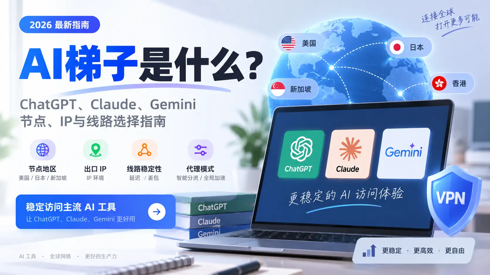 AI梯子是什么?2026 ChatGPT、Claude、Gemini节点、IP与线路选择指南